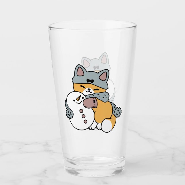 Snow Much Fun Cat Winter Holiday Design Glaskopp (Framsida)