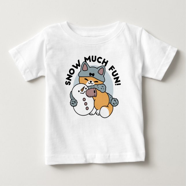 Snow Much Fun Cat Winter Holiday Design T Shirt (Framsida)