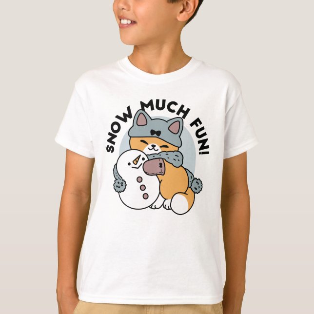 Snow Much Fun Cat Winter Holiday Design T Shirt (Framsida)