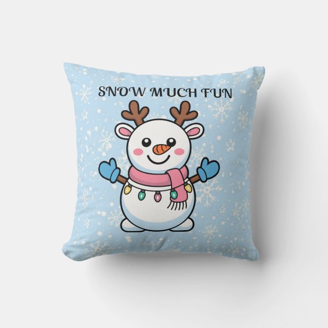 Snow Much Fun | Cute Winter Pillow Kudde (Framsida)