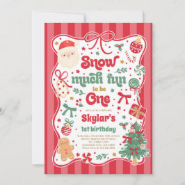 Snow Much Fun To Be One Christmas Bow Birthday Inbjudningar