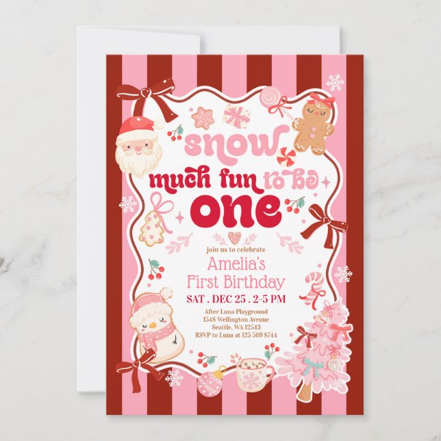 Snow Much Fun to be ONE First Birthday Invitation Inbjudningar (Framsida)