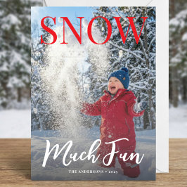 Snow Much Fun Winter Holiday Family Photo Julkort
