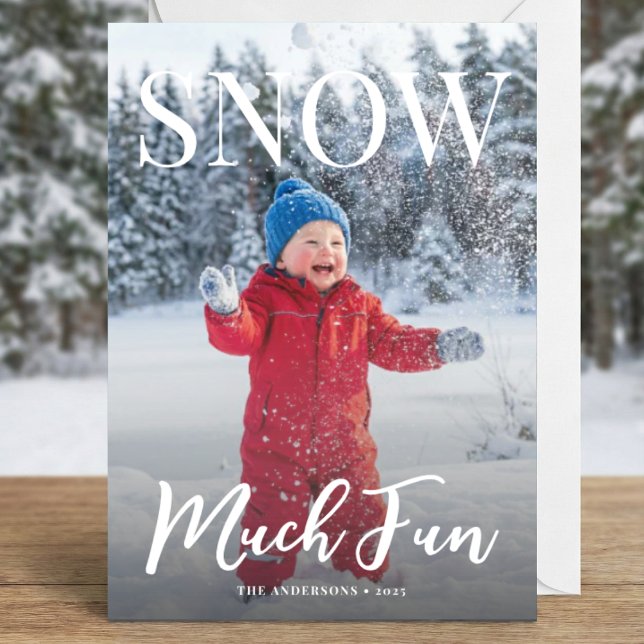Snow Much Fun Winter Holiday Family Photo Julkort (Skapare uppladdad)