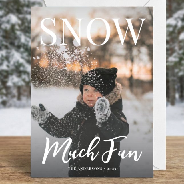 Snow Much Fun Winter Holiday Family Photo Julkort (Skapare uppladdad)