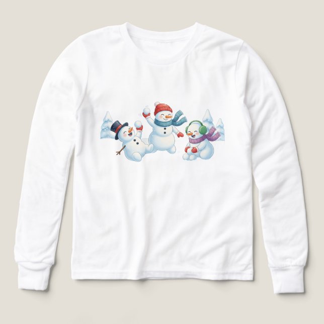 Snow Much Laughter & Fun, Snowmen  T Shirt (Design framsida)