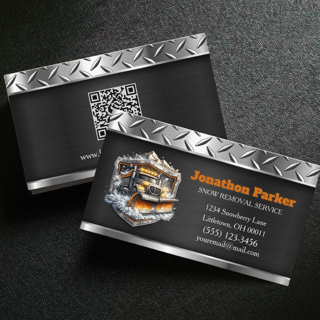 Snow Removal Service QR Code Metallic  Visitkort (Skapare uppladdad)