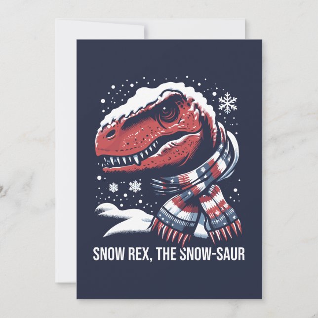 Snow Rex, The Snow-Saur T-Rex Dinosaur Julkort (Framsida)