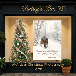  Snow Sketch Horse Drawn Carriage Snow Scene Desig Julkort