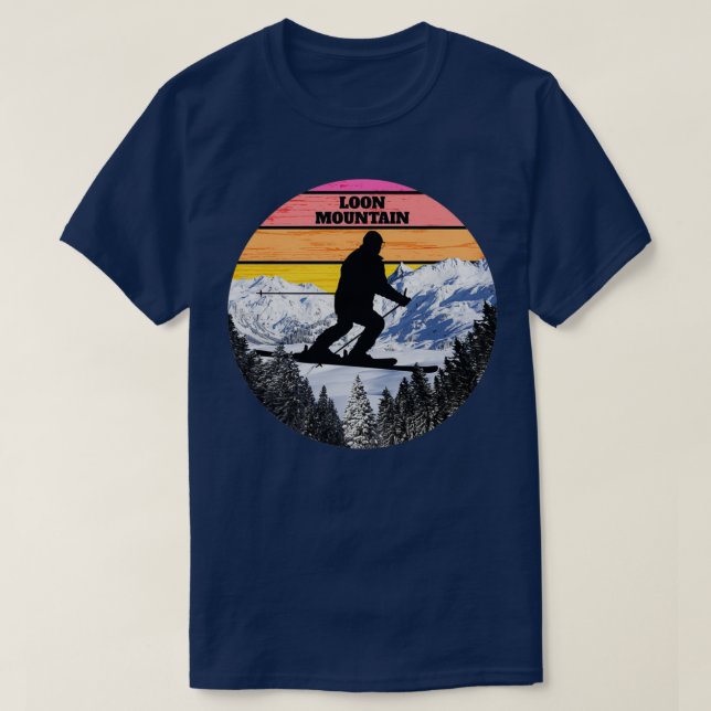Snow Ski Loon Mountain Skiing Fields New Hampshire T Shirt (Design framsida)