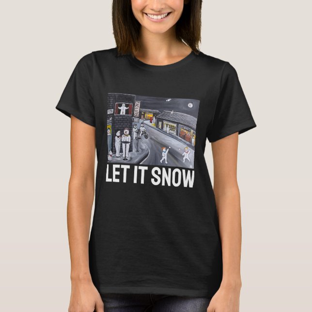 Snow Town Painting by Alfred Fox T Shirt (Framsida)