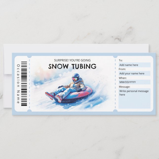 Snow Tubing-presentkort Inbjudningar (Framsida)