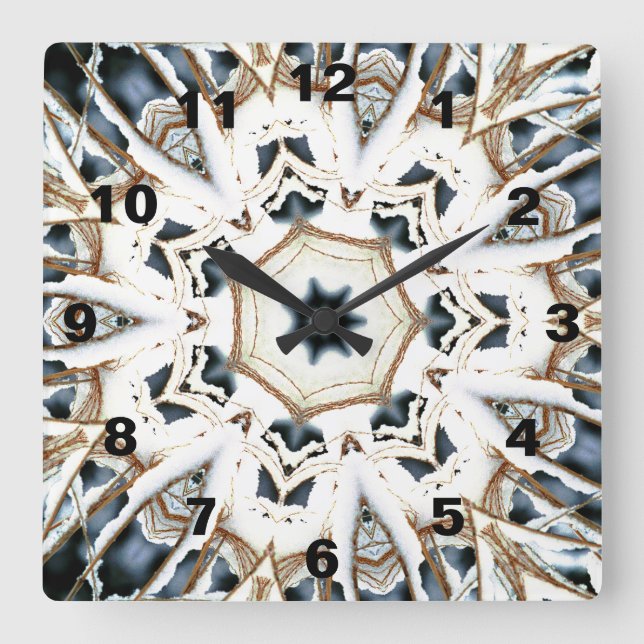 Snow Web Fyrkantig Klocka (Framsida)