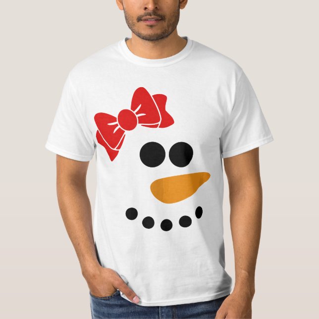 Snow Woman Christmas Character Face  T Shirt (Framsida)