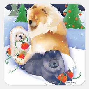 SNOWBABIES Chow Stickers Fyrkantigt Klistermärke