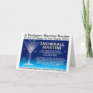 SNOWBALL CHRISTMAS COCKTAIL MARTINI RECIPING Card Helgkort