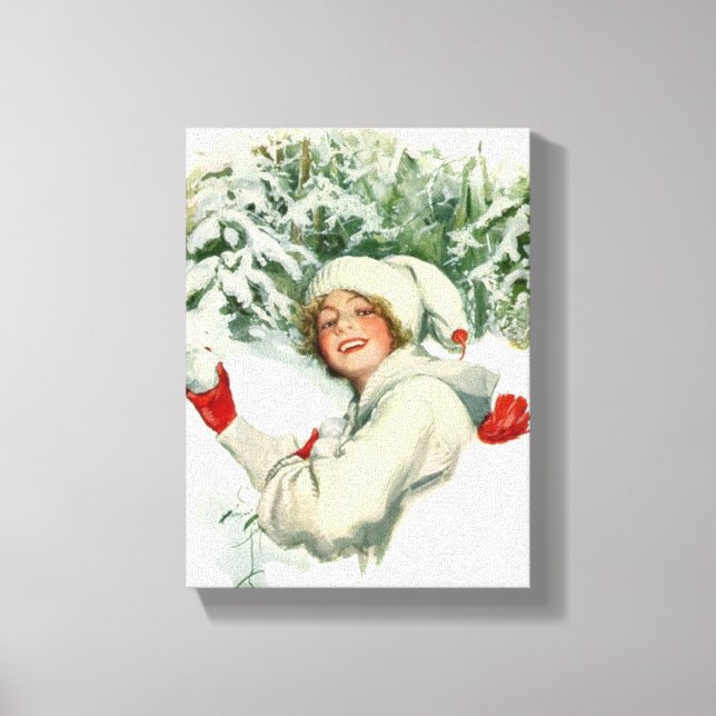 Snowball Fight (av Harrison Fisher) Canvastryck (Framsida)