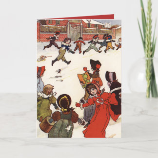 Snowball Fight Charles Robinson Vintage Helgdag Helgkort