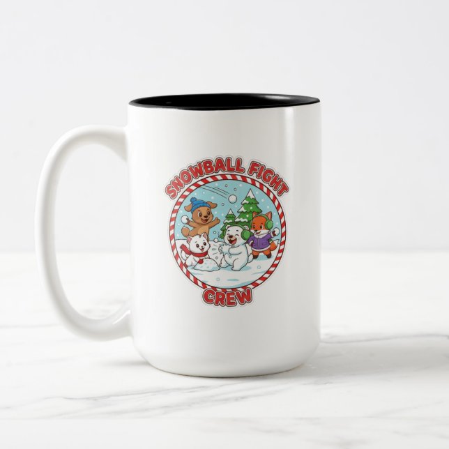  Snowball Fight Crew 15 oz Two-Tone Coffee Mug Två-Tonad Mugg (Vänster)