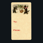 Snowball Fight Gift-Märkre V09, årstid Fraktsedel<br><div class="desc">Vintage jul Cats Snowball Fight Gift Märkre V09. Söt vintage grafik för dina presentmärkre.</div>