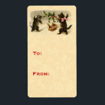 Snowball Fight Gift-Märkre V09, årstid Fraktsedel<br><div class="desc">Vintage jul Cats Snowball Fight Gift Märkre V09. Söt vintage grafik för dina presentmärkre.</div>