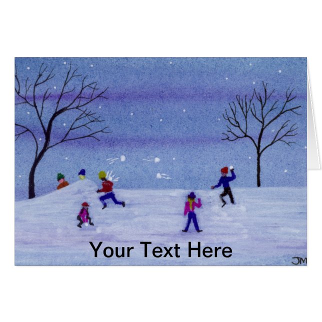 Snowball Fight Hälsningskort (Framsidan Horizontal)