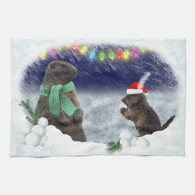 Snowball Fight Kitchen Towel Kökshandduk (Horisontell)