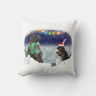Snowball Fight Pillow Kudde