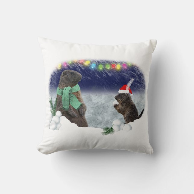 Snowball Fight Pillow Kudde (Framsida)