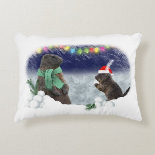 Snowball Fight Pillow Prydnadskudde