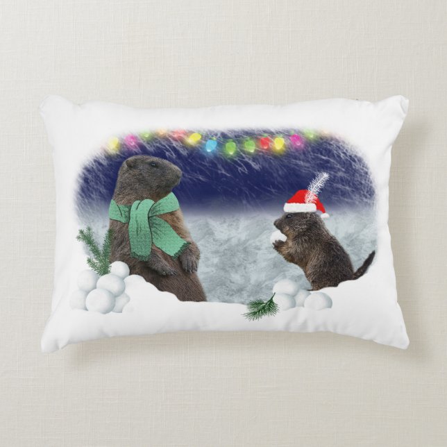 Snowball Fight Pillow Prydnadskudde (Framsidan)