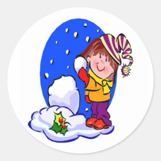 Snowball Fight - Sticker Runt Klistermärke