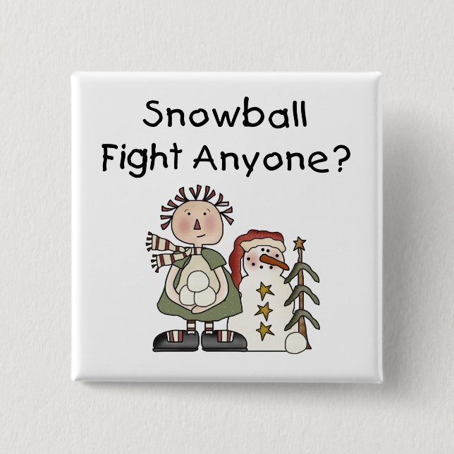 Snowball Fight Tshirts och Gifts Knapp (Framsida)