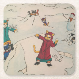 Snowball Fight Underlägg Papper Kvadrat