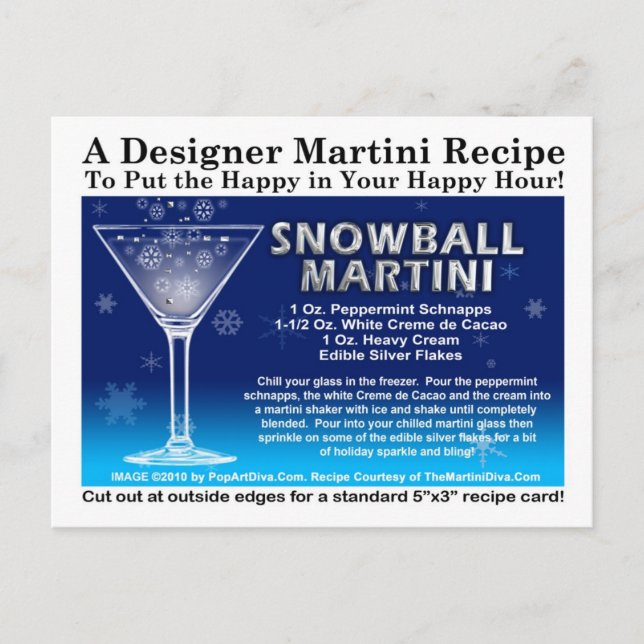 Snowball jul Martini Recipe-vykort Vykort (Framsida)