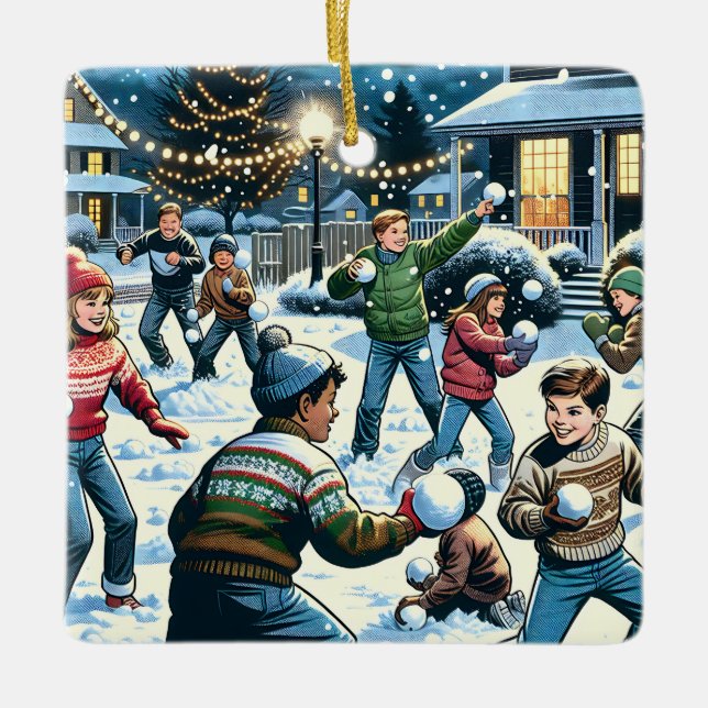 Snowball-matchen, Personlig jul Julgransprydnad Keramik (Framsida)