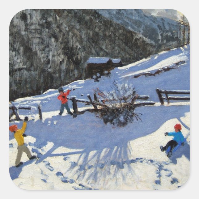 Snowballers Zermatt Fyrkantigt Klistermärke (Framsida)