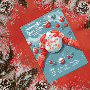 Snowballins Roligt Unik jul Party Inbjudningar