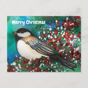 Snowbär Chickadee Forest God jul Vykort