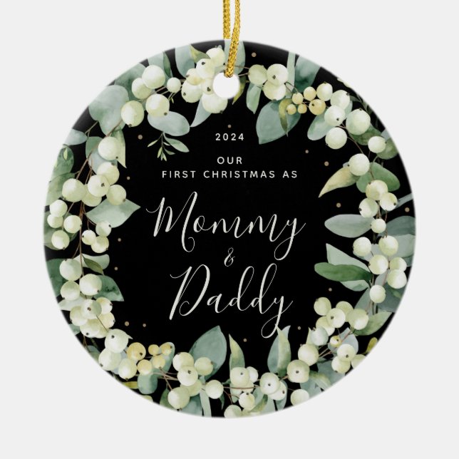 Snowbär Första jul som föräldrafoto Julgransprydnad Keramik (Framsidan)