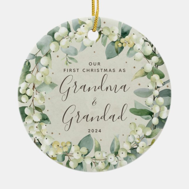 Snowbär Första jul som morföräldrar Foto Julgransprydnad Keramik (Framsidan)