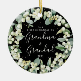 Snowbär Första jul som morföräldrar Foto Julgransprydnad Keramik