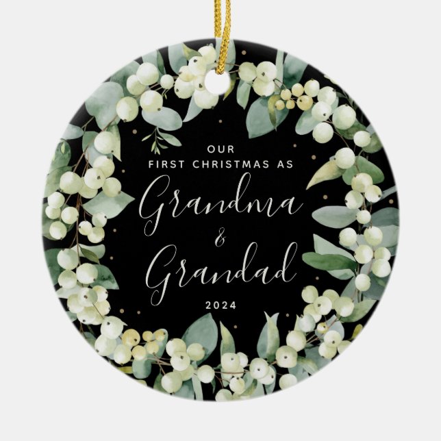 Snowbär Första jul som morföräldrar Foto Julgransprydnad Keramik (Framsidan)