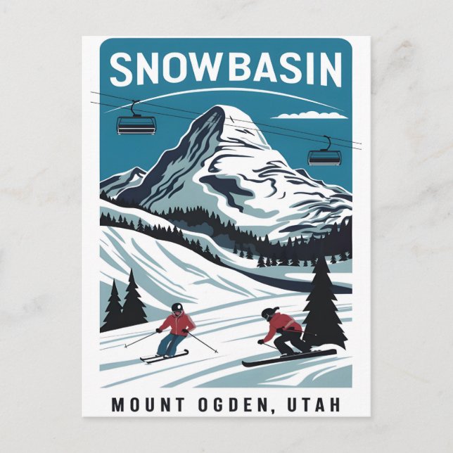 Snowbasin Skiing på berget Ogden Vykort (Framsida)