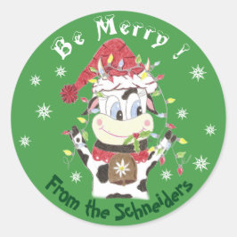 Snowbell the ko-Be merry , julklistermärken Runt Klistermärke