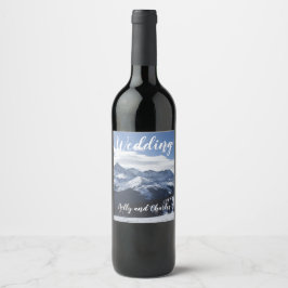 Snowbergen Scene Bröllop Vinflaska Etikett