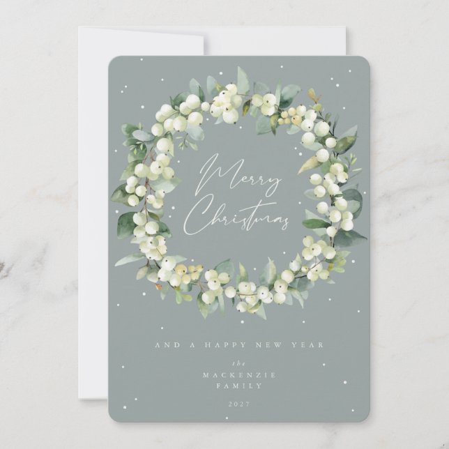 Snowberry + Eucalyptus Julkrans utan foto Julkort (Framsida)