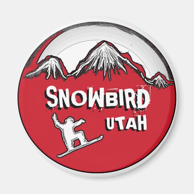 Snowbird Utah Red Black themwboard magnet (Framsidan)