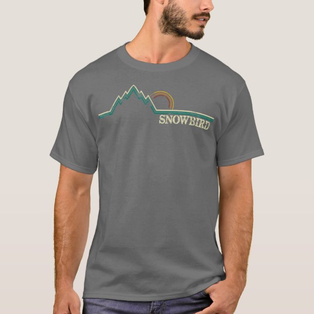 Snowbird Utah Retro Äventyr Skiing Snowboard T Shirt (Framsida)