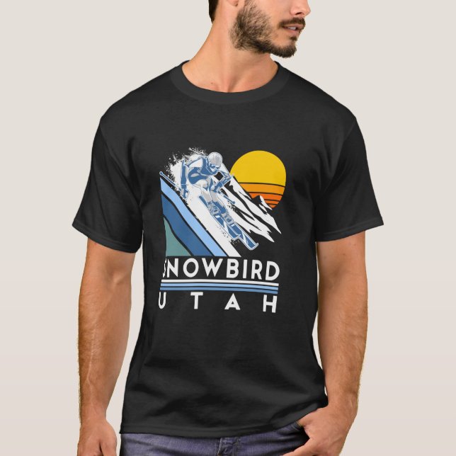 Snowbird Utah Retro Ski T Shirt (Framsida)